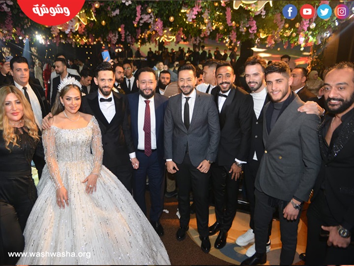 بالصور.. نجوم الفن والرياضة والإعلام يحتفلون بزفاف حبيبة سامر ومحمد حسين